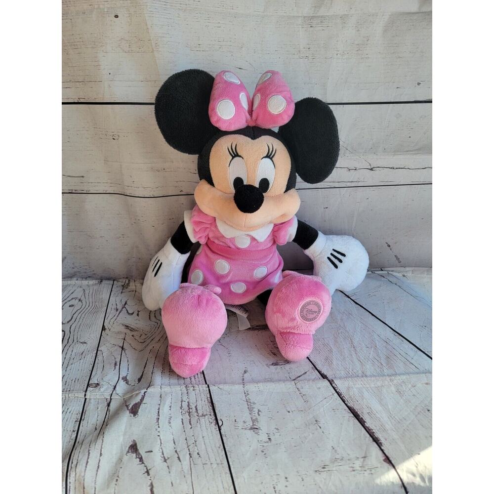 Disney Minnie Mouse Authentic 18" plush Stuffed Animal Pink Polka dotta Dress